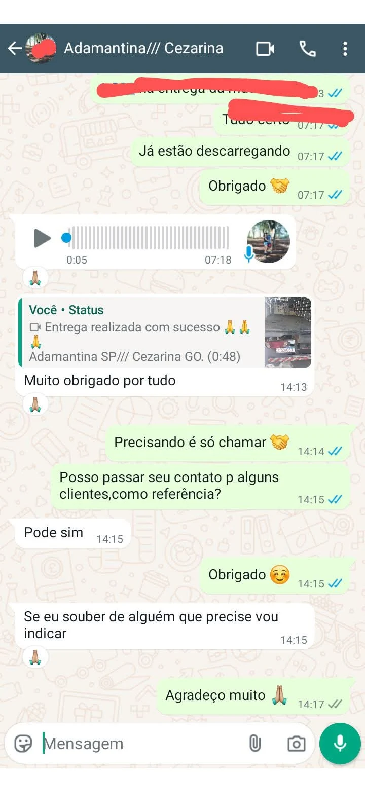 Depoimento de cliente da J&J Transportes